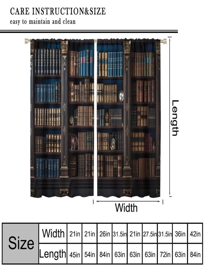 AAVEUP Antique Bookshelf Blackout Curtains for Bedroom,Old Library Black Bookcases Study Knowledge Books Bookcases Window Drapes Print for Kids Boys Girls Living Room Study School 42x63in - Image 3